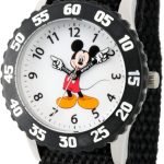 Disney Mickey Mouse Kids' Bezel Stainless Steel Time Teacher Analog Nylon Strap Watch
