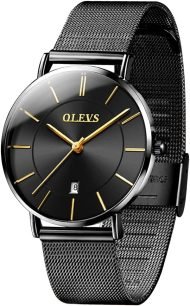 Women's Watch, 6.5mm Ultra-Thin Big Face Business Casual Ladies Watch, Japanese Quartz Female Dress Watch with Date Mesh Bracelet Waterproof - Image 9