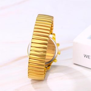 Quartz Watch Gold Plated Stretch Band Wristwatch - Image 3