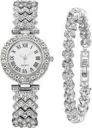 Women Diamond Watchs Luxury Fashion Ladies Bangle Bracelet Set Wrist Watch Female Dress Watch