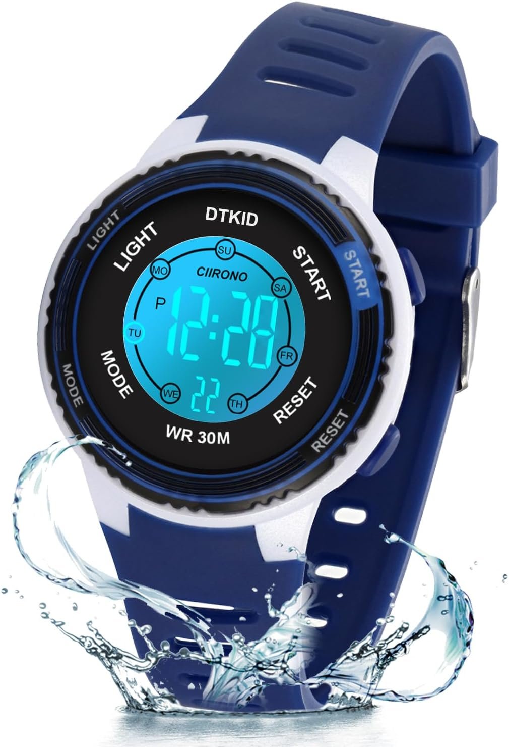 Digital Kids Watch Waterproof 7 Color Lights Time Teaching Watch Easy to Read