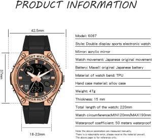 Womens Digital Watch Sport Waterproof Watch Watches LED Backlight Alarm Stopwatch Wrist Watches - Image 6